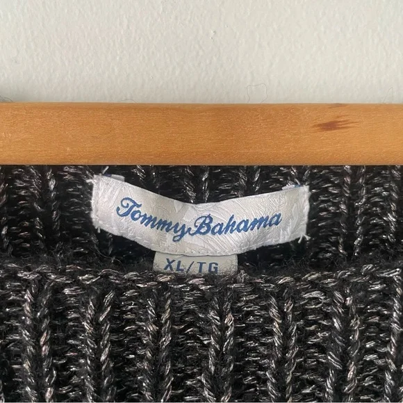 NWT New Tommy Bahama Black Metallic Shimmer Balloon Sleeve Knit Sweater - Picture 3 of 4